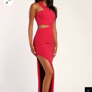 Lulus Look The Part-y Hot Pink One-Shoulder Cutout Maxi Dress